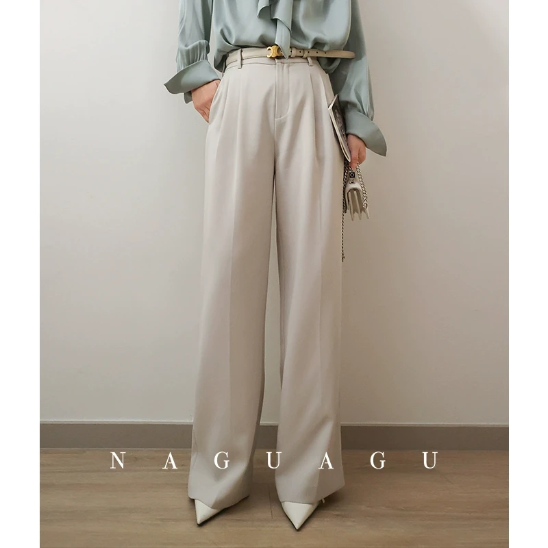 【时装周西裤百搭时尚】显瘦垂坠顺滑夏季烫挺缝线宽松直筒裤女休闲