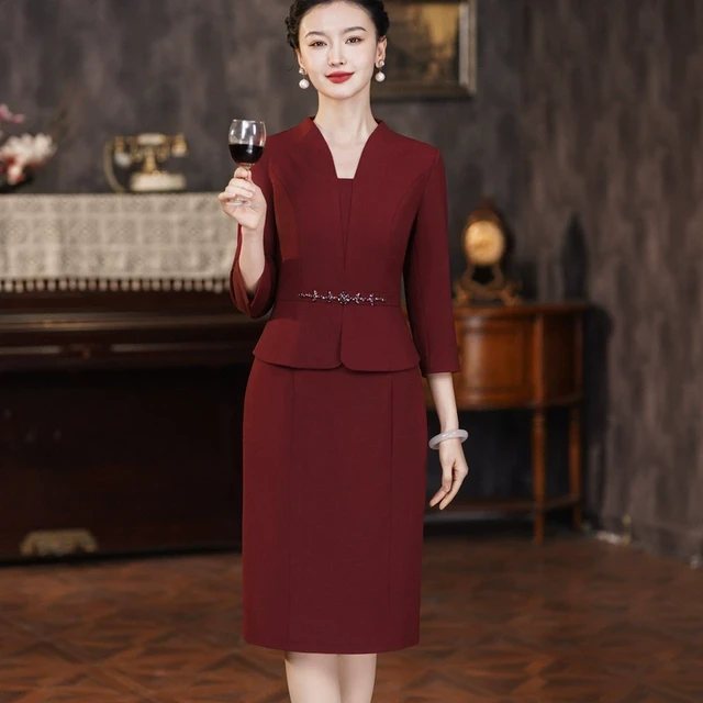 喜婆婆婚宴礼服丈母娘高贵气质结婚礼妈妈连衣裙假两件套装春款