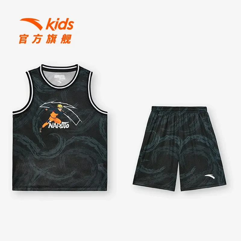 安踏儿童男童夏季短袖套装2025新款透气舒适中大童无袖运动两件套