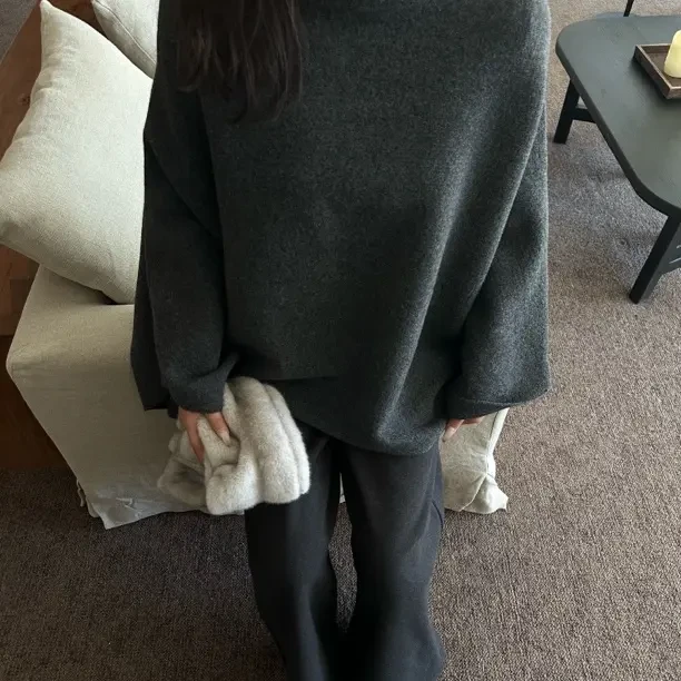 高级灰老钱风无袖套头羊毛斗篷外套