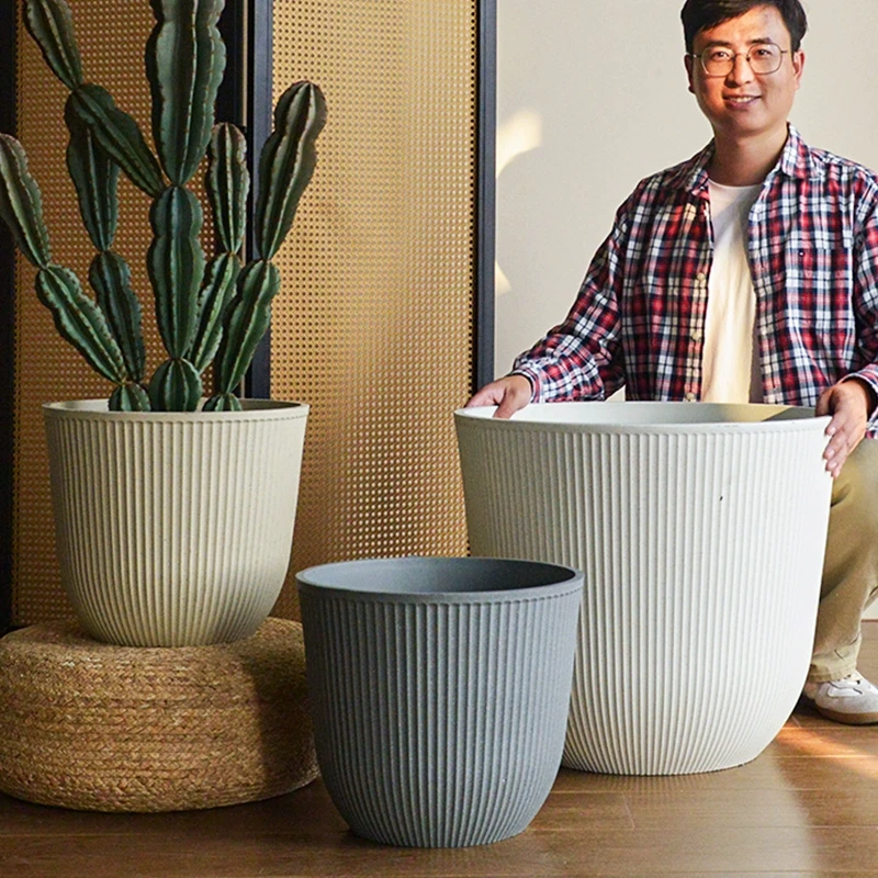 大口径大号高颜值塑料花盆家用阳台加厚龟背竹天堂花盆家用陶瓷