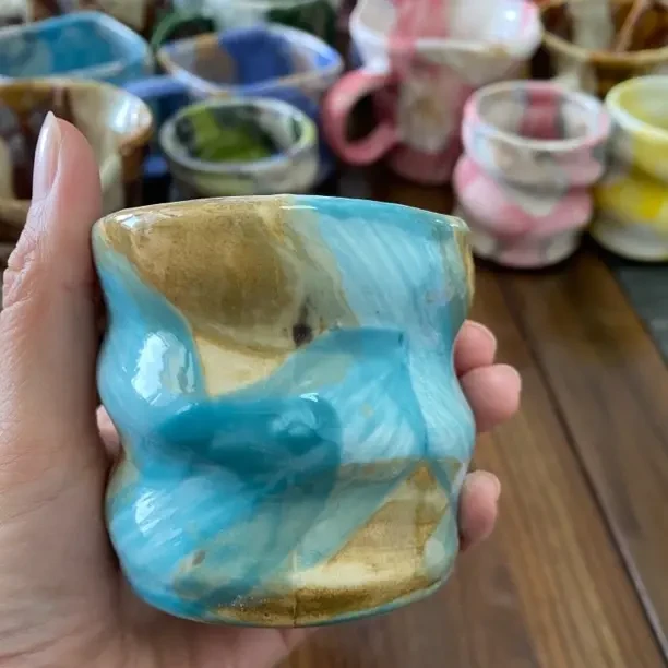 景德镇高温窑变手捏杯随机颜色