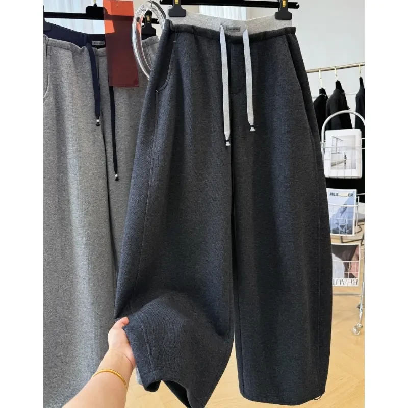 高级感韩系慵懒风松弛感秋季巨好看的卫裤休闲裤女独特别致弯刀裤