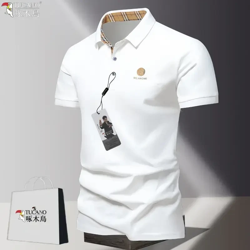 TUCANO/啄木鳥商务男士新款polo衫短袖t恤美式翻领上衣纯色百搭潮