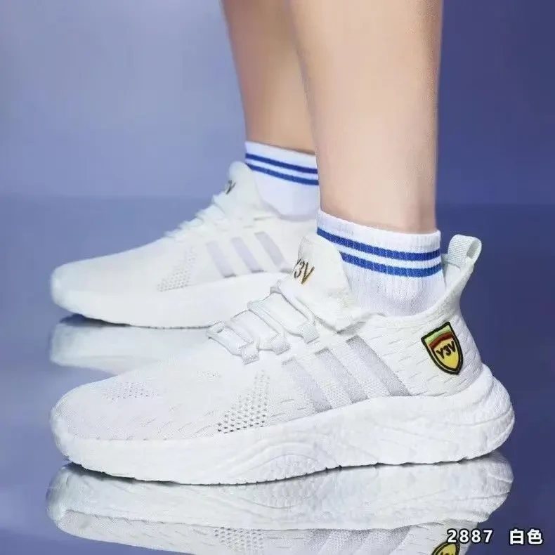 2887网面鞋透气百搭纯色春季情侣白色网面夏季男士舒适软底春夏