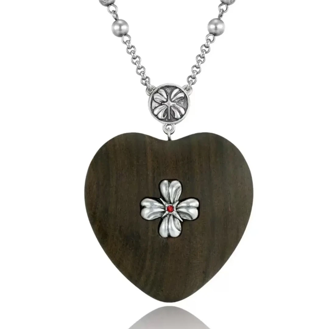 链子925银 tokokkino*沉贵宝木925银爱心项链