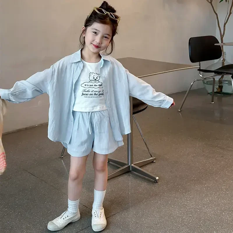 2025年款衣服儿童防晒衣女童夏装防晒套装休闲女孩童装薄款三件套