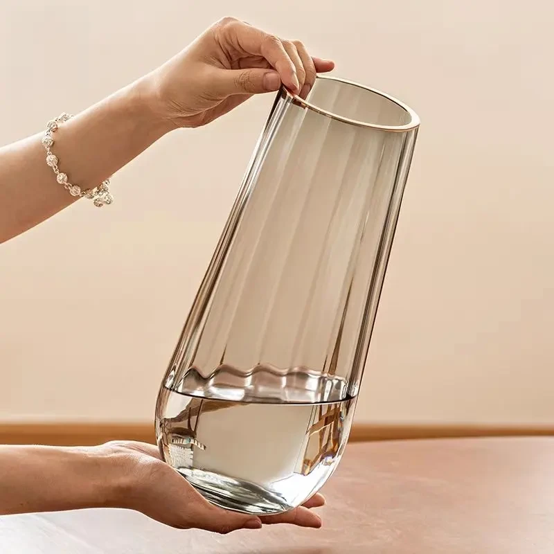 花瓶摆件客厅插花轻奢高级感透明玻璃水培水养鲜花玫瑰专用网红小