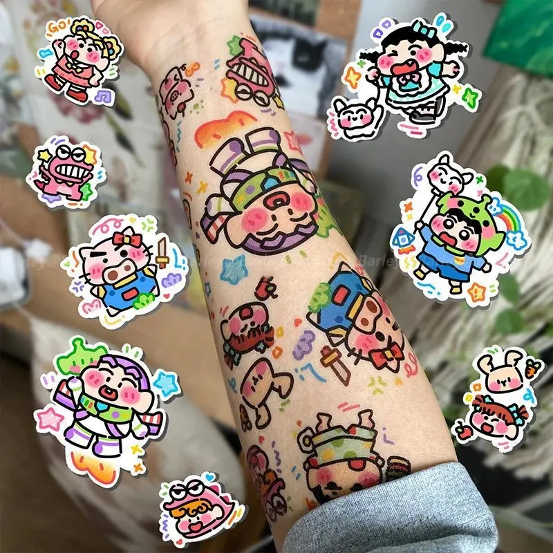 【咕噜】爆款夏日蜡笔小新系列彩色纹身贴高颜值花臂卡通可爱甜酷女