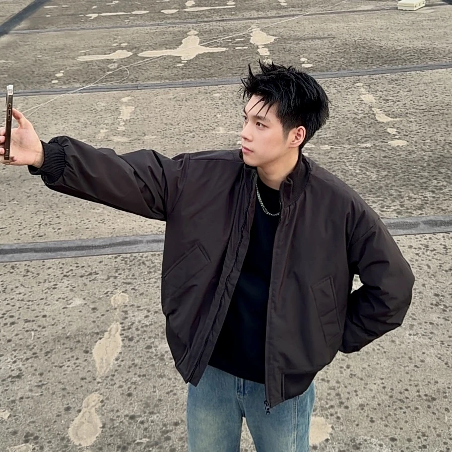 美式飞行员工装三防夹克棉服男短款cleanfit螺纹立领棉衣外套冬季