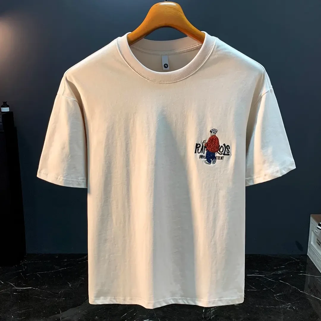 Cebrodz高端T恤男2025年夏季重磅刺绣印花短袖半袖圆领体恤衫男士