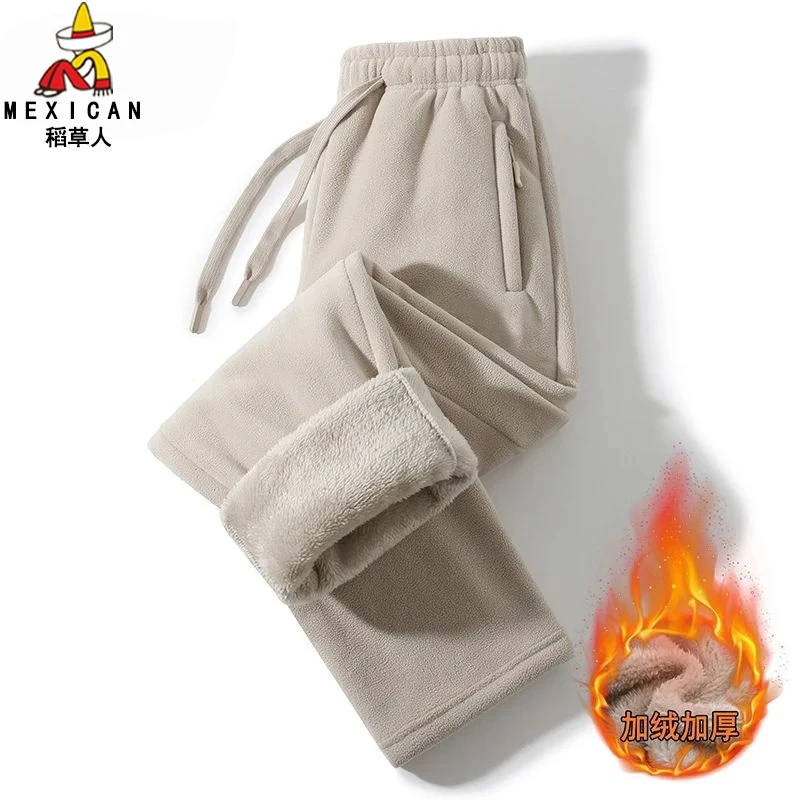 稻草人男士男女情侣卫裤秋季冬加绒加厚保暖束脚裤直筒休闲长裤男
