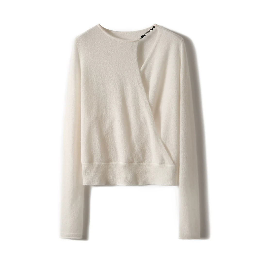 【九月木兮】康宝莱绵羊毛衣设计感镂空交襟休闲针织衫S81188ZYBAG