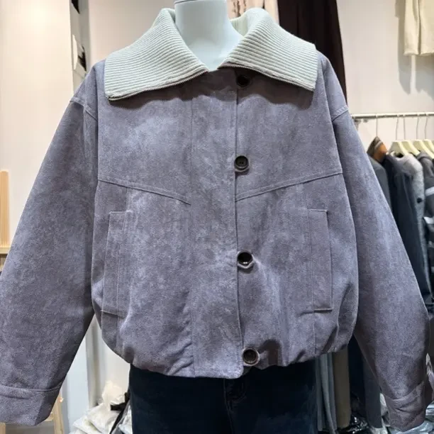 秋冬韩系减龄针织领高品质棉里布貂皮绒短款外套