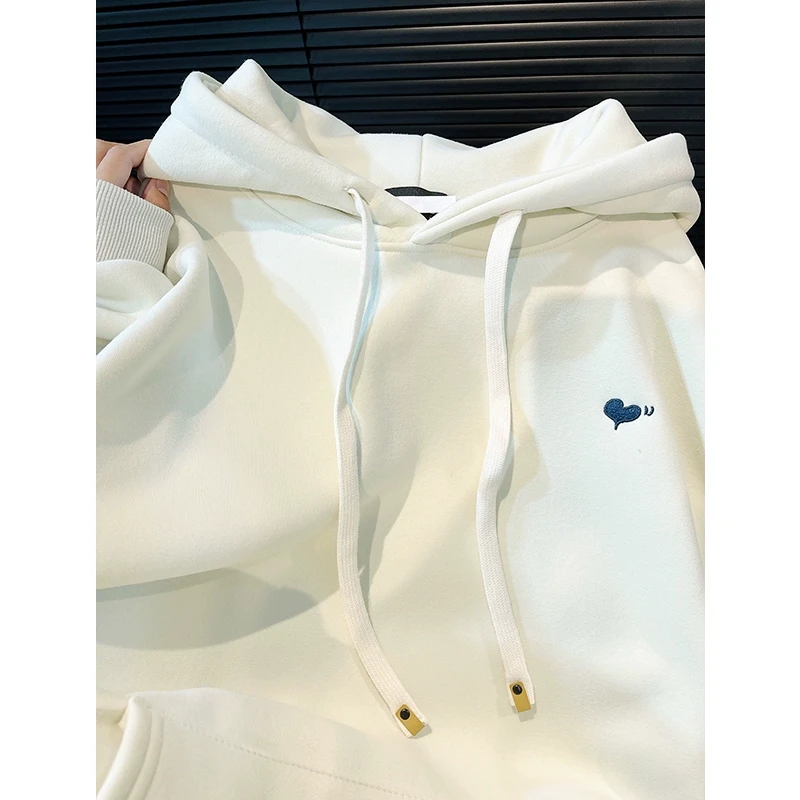 韩版刺绣爱心小众连帽卫衣女春秋2025新款洋气时尚中长款加绒外套