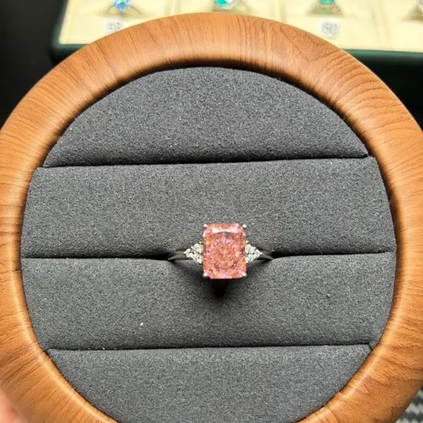 蓝宝石轻奢帕帕拉恰日落色时尚925开口戒 5007