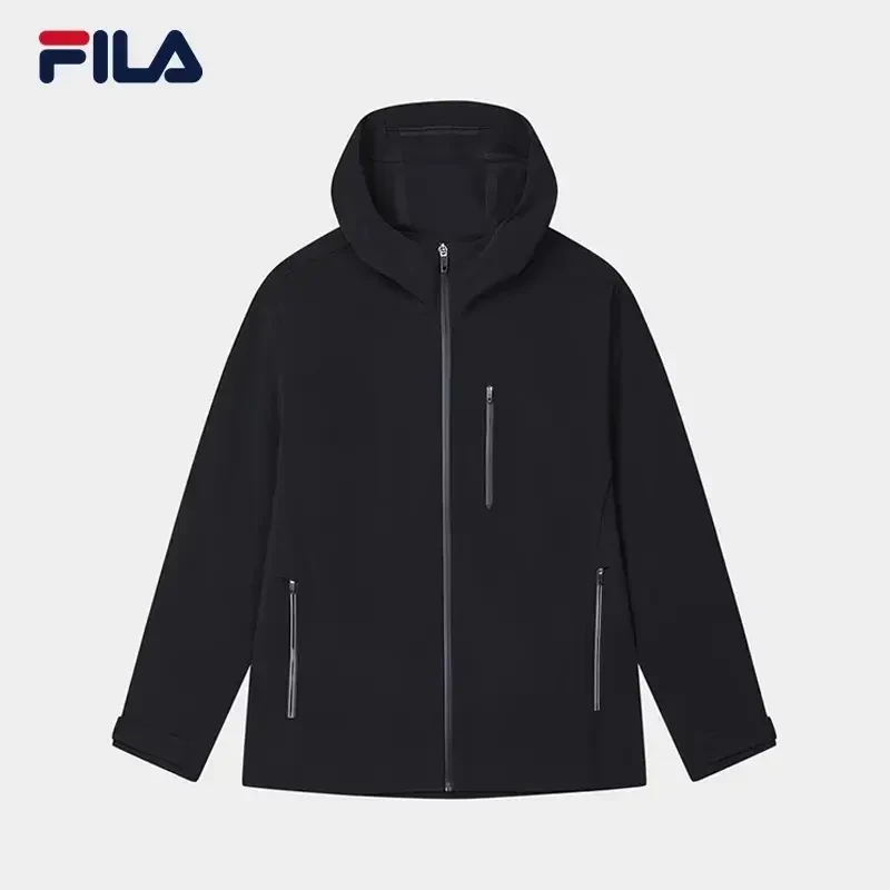 FILA斐乐男装梭织外套2024冬季新款时尚休闲连帽上衣F11M442708F