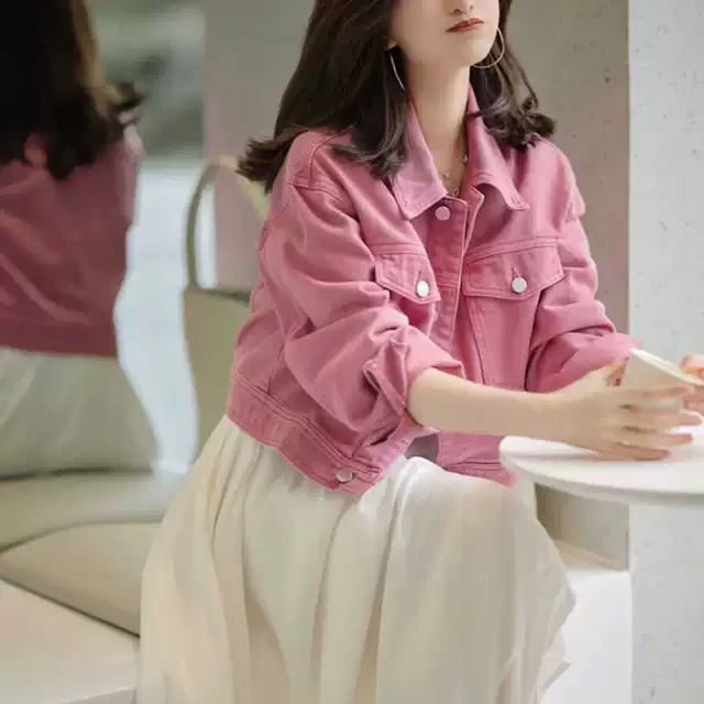 短款春秋牛仔外套女时髦小个子百搭休闲韩版宽松薄款夹克上衣开衫