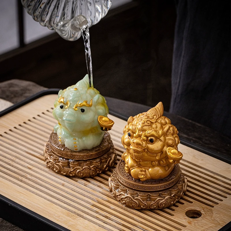 时来运转貔貅变色茶宠摆件一对招财茶桌茶台可养茶具泡茶精品茶玩