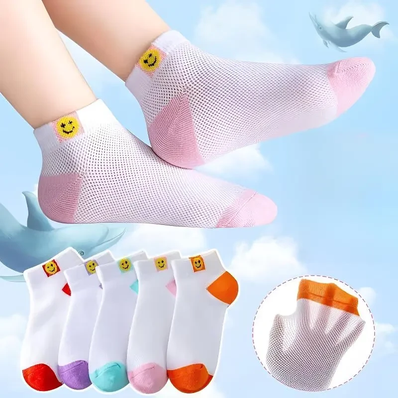 夏季薄款男女童浅口网眼袜中小学生透气短筒袜袜子