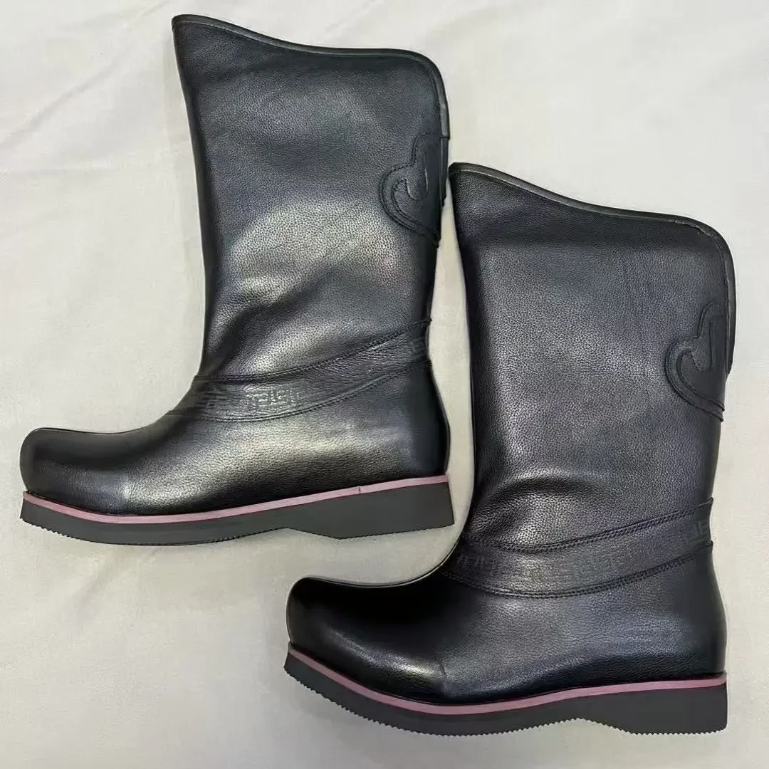 男士时尚百搭真皮民族风中款靴子