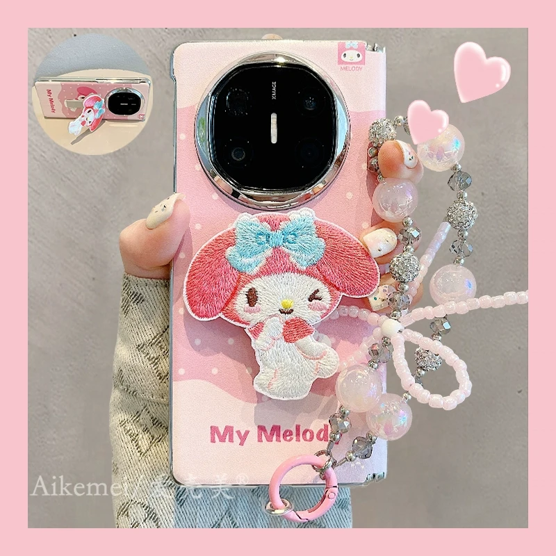 适用华为mateX6折叠屏手机壳matex5典藏包美乐蒂matex3刺绣支架女