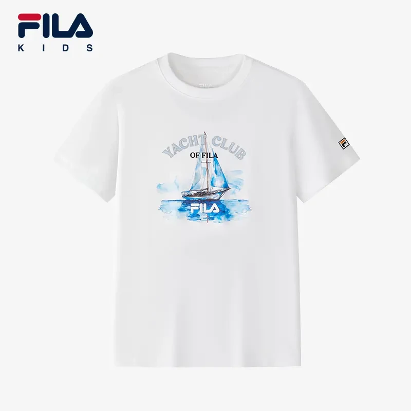 FILA斐乐儿童【短袖】夏季男女中大童舒适学院风运动T恤K12B522105F