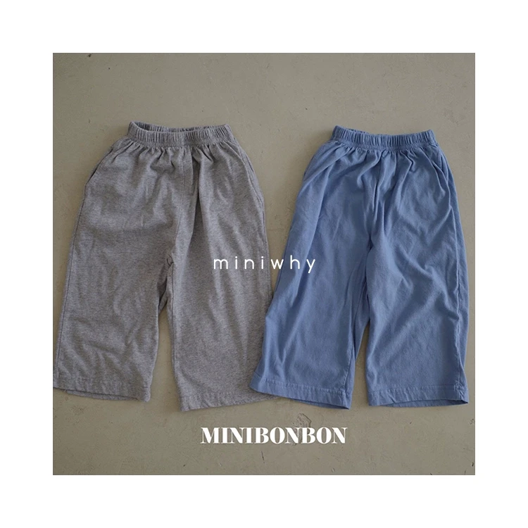 miniwhy韩国童装代购"棉棉软软松紧腰直筒运动裤中性百搭mnbb25夏