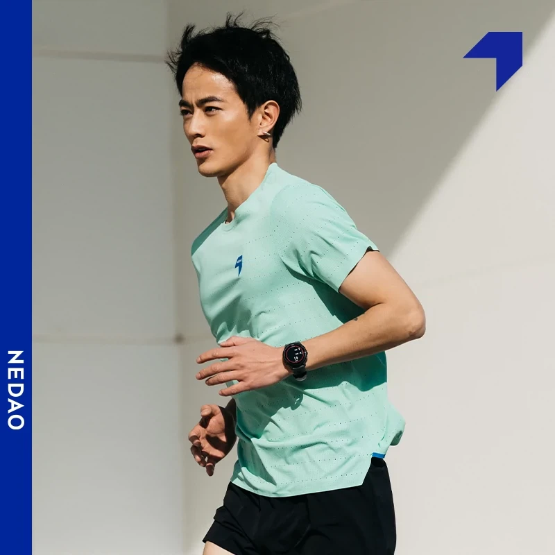 跑步T恤 NEDAO内道春夏新款男马拉松跑步训练透气超轻风洞短袖T恤