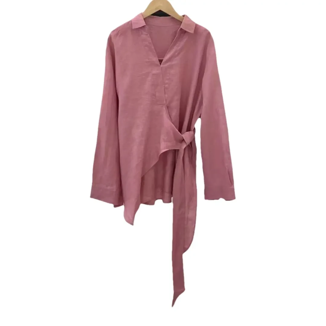 素写 加厚亚麻材质 休闲百搭衬衫 文艺复古设计感