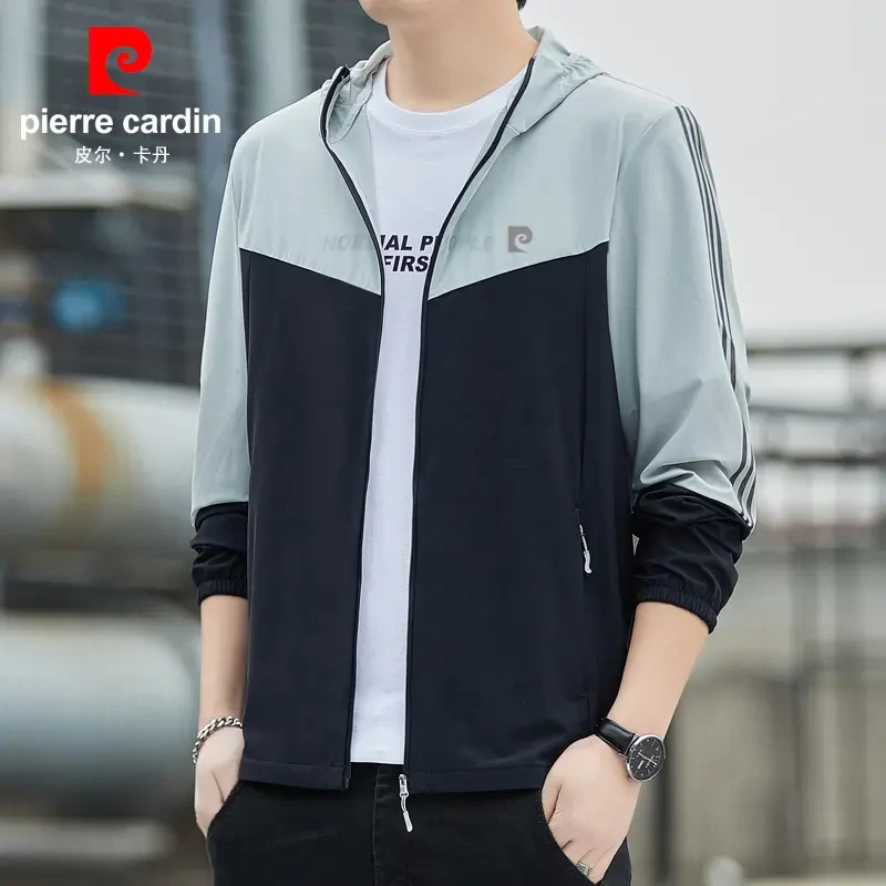 皮尔卡丹冰丝防晒衣男士夏季轻薄防紫外线透气连帽大码防晒服外套