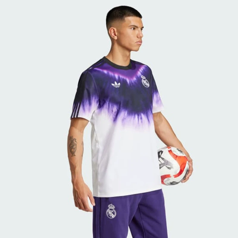 皇贝正品Adidas阿迪达斯皇马蛇年扎染足球训练热身短袖球衣JF2590