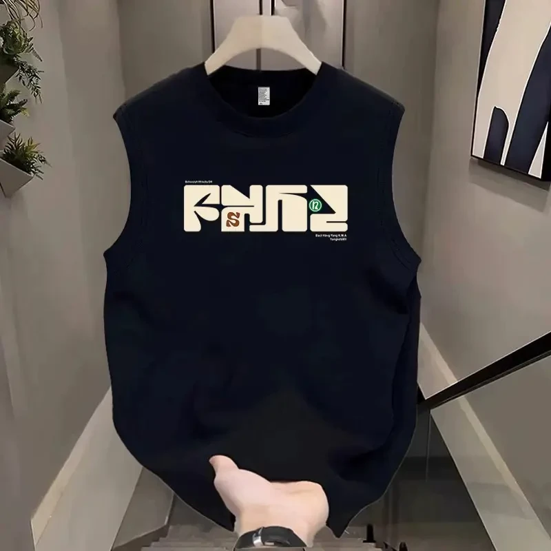 美式痞帅背坎肩心男士2025夏季简约ins潮牌百搭宽松运动无袖T恤男