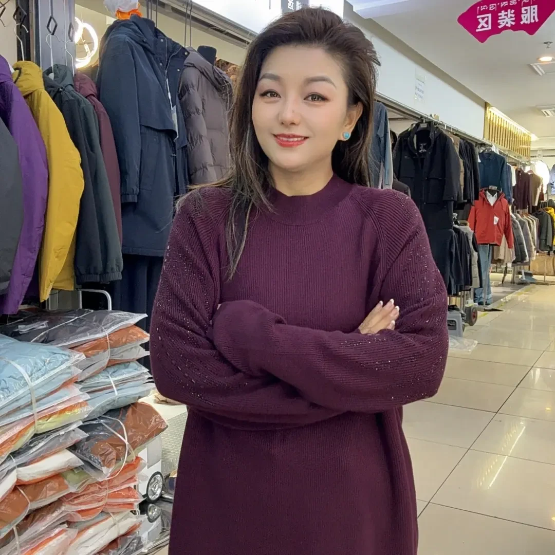 秋冬中长款遮屁股弹力针织内搭上衣