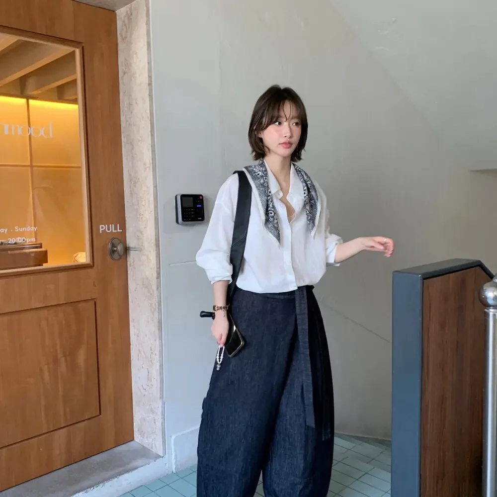 【301-400】早秋极简风纯色衬衫领薄款新复古风气质通勤百搭