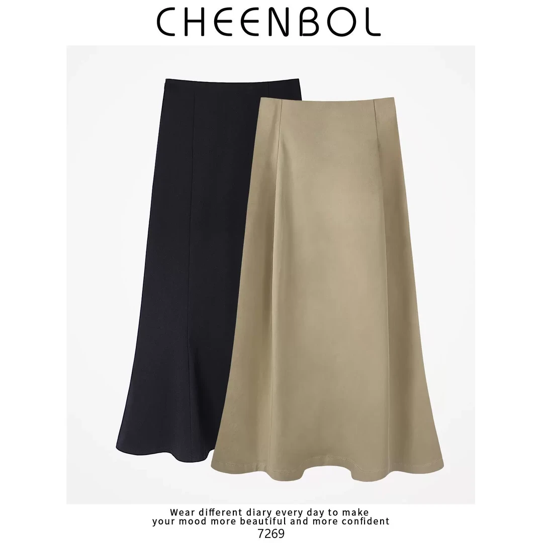 7213法式黑色半身裙女秋冬新款高级感遮胯显瘦鱼尾裙百搭气质裙子
