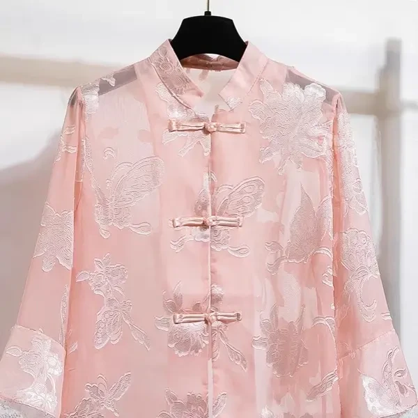 新中式国风七分袖盘扣薄纱防晒衣