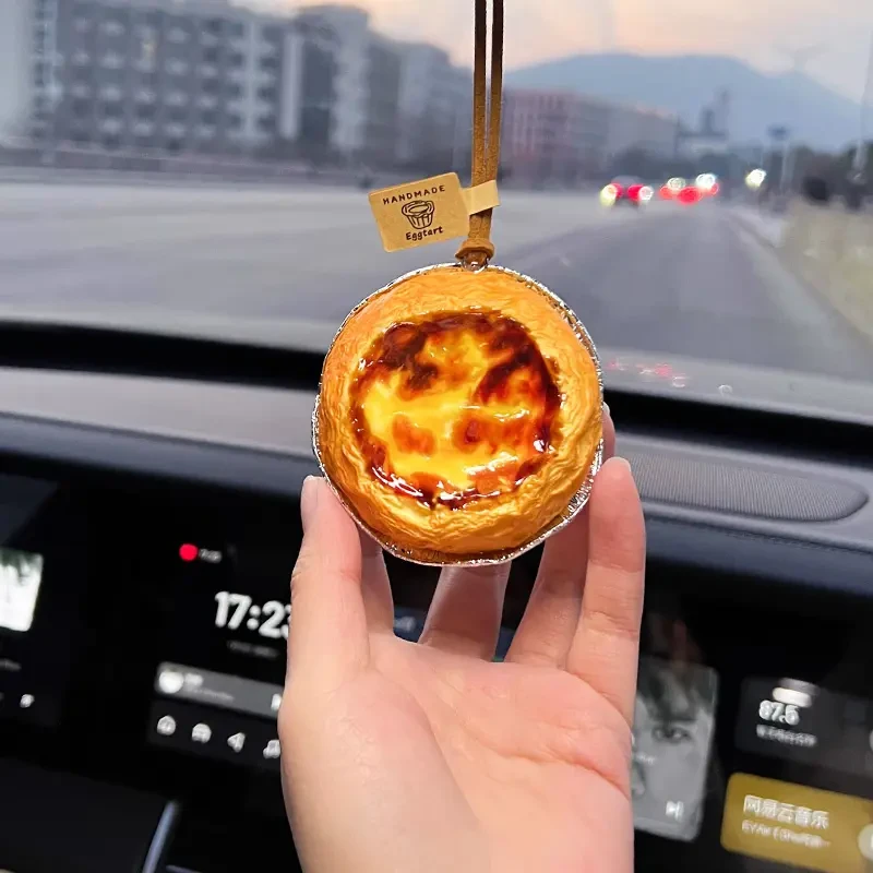 新款汽车车载挂件贝果蛋挞牛角包面包创意挂件车内视镜装饰车挂
