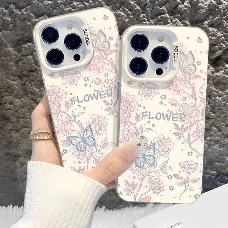 炫彩蝴蝶花适用苹果15promax手机壳13/11新款14/12耐脏7p高级8p