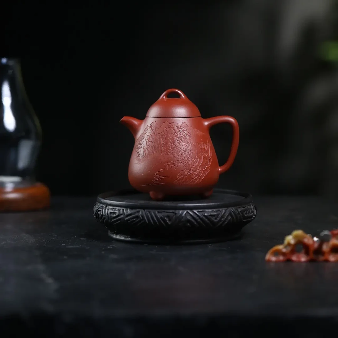 高山流水紫砂壶 原矿红皮龙 190cc