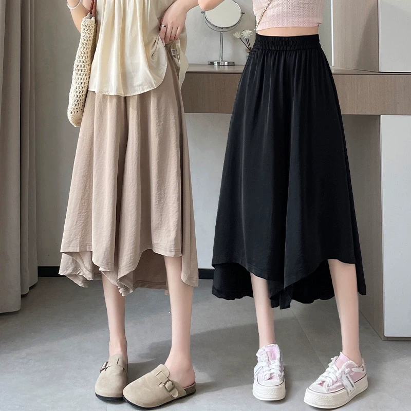 冰丝垂感裙裤女夏季新款高腰显瘦宽松凉凉裤休闲阔腿裙裤女女款