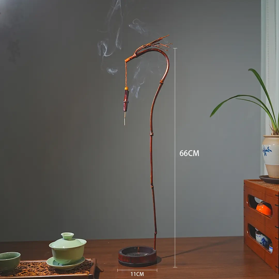 【龙挂香】大漆工艺龙头挂香架竹手工竹制倒挂香座线香香插茶室摆件
