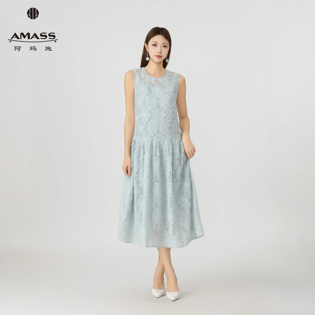 阿玛施夏季新款千金风优雅法式气质舒适无袖连衣裙两件套女550014
