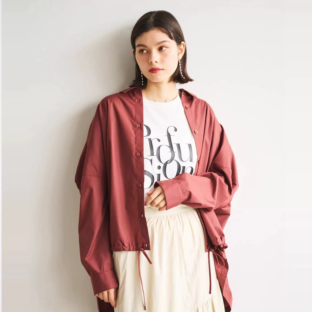 日单秋款 宽松蝙蝠袖 后褶皱 抗皱爽滑 衬衫 上衣42X