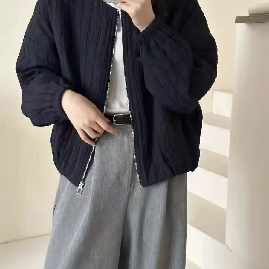 轻薄撞色短款休闲风夹克棉衣2025冬季新款宽松保暖时尚棉服外套女
