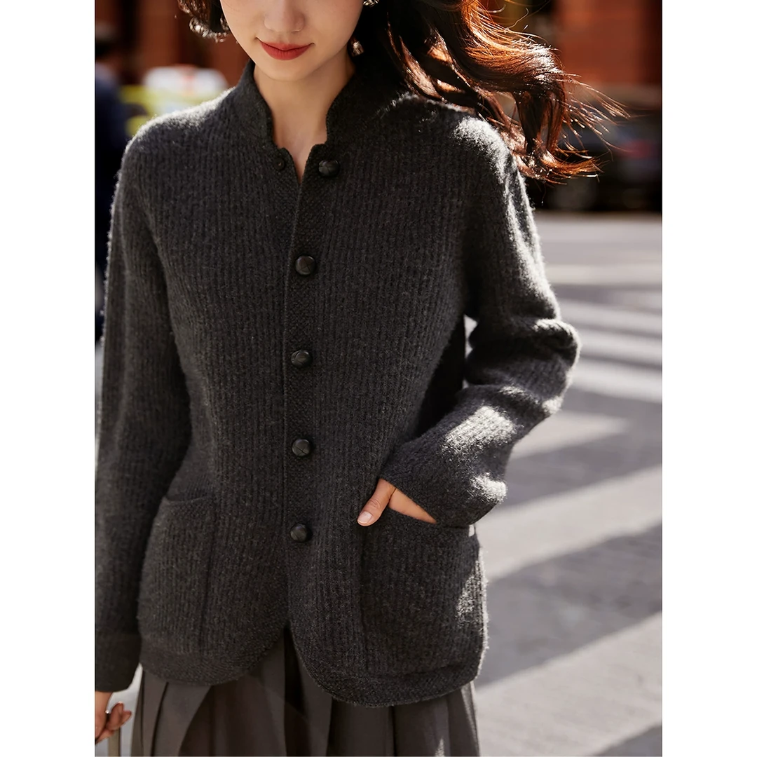 笑涵阁 新中式毛衣 意大利工艺手作感针织开衫外套女ZWG762750VG