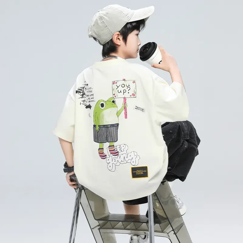 男童夏季短袖T恤2025新款夏装中大童儿童男孩夏款上衣扎染酷帅潮t