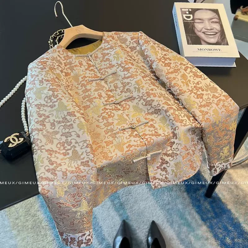 高级感国风锦绣外套女2025春时尚气质新中式宽松显瘦复古唐装上衣