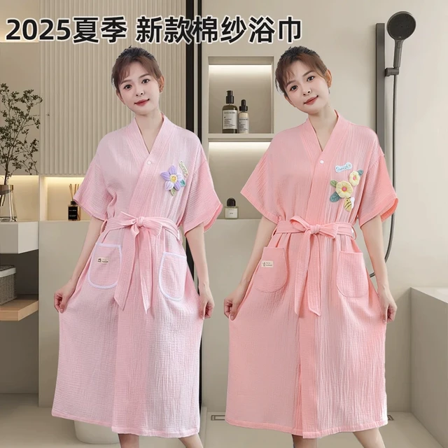 浴巾浴袍女士可穿式速干2025新款夏季洗澡吸水纯棉纱布浴衣裹全身