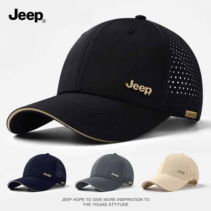 JEEP/吉普帽子男款大头围鸭舌帽休闲百搭加深顶棒球帽户外休闲帽
